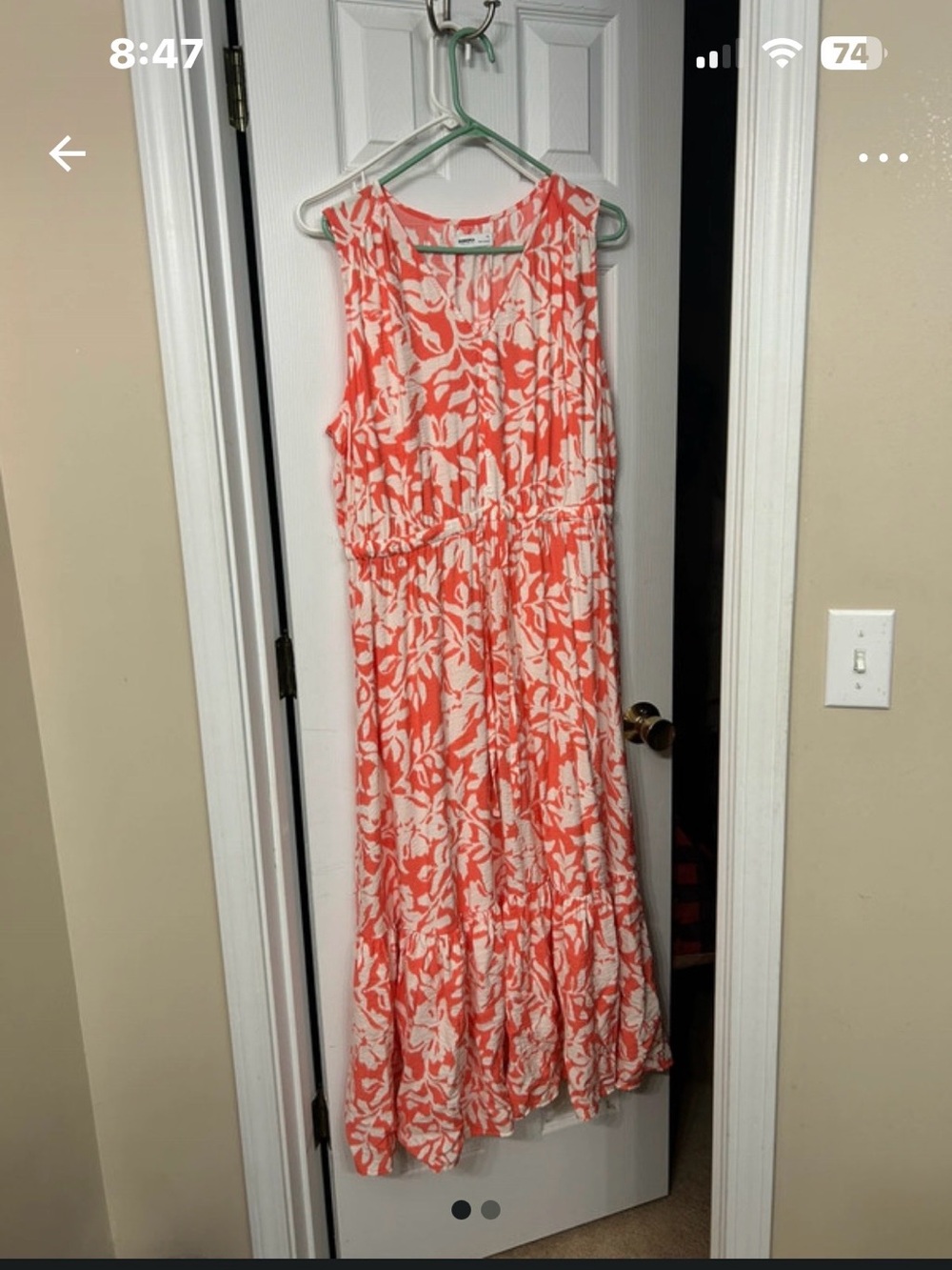 Sonoma Coral and White Floral Maxi Dress